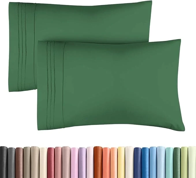Long-Lasting Standard Pillow Cases Set of 2 - Ultra-Soft Hotel Quality Pillowcase Covers - Comfy amp Wrinkle - Stain and Fade Resistant - Machine Washable Pillow Protectors - 2 Piece Set Standard Emerald Green Trendy