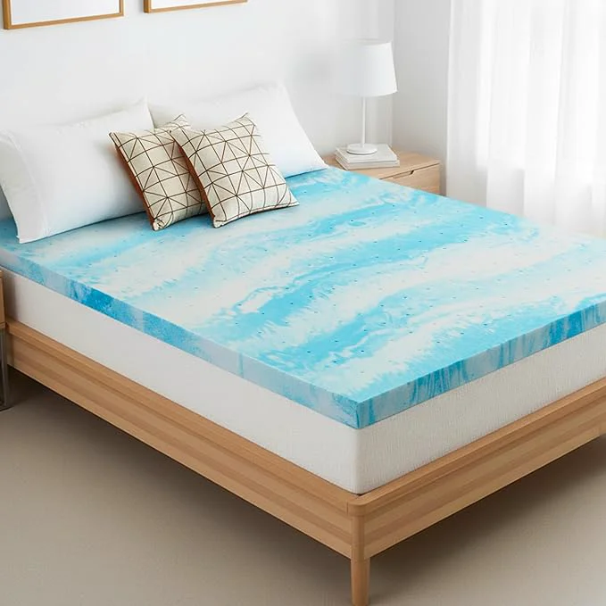 Prestigious Memory Foam Mattress Topper Queen - 2 Inch Gel Infused Bed Toppers Pressure Relief Mattress Pad CertiPUR-US Enhanced