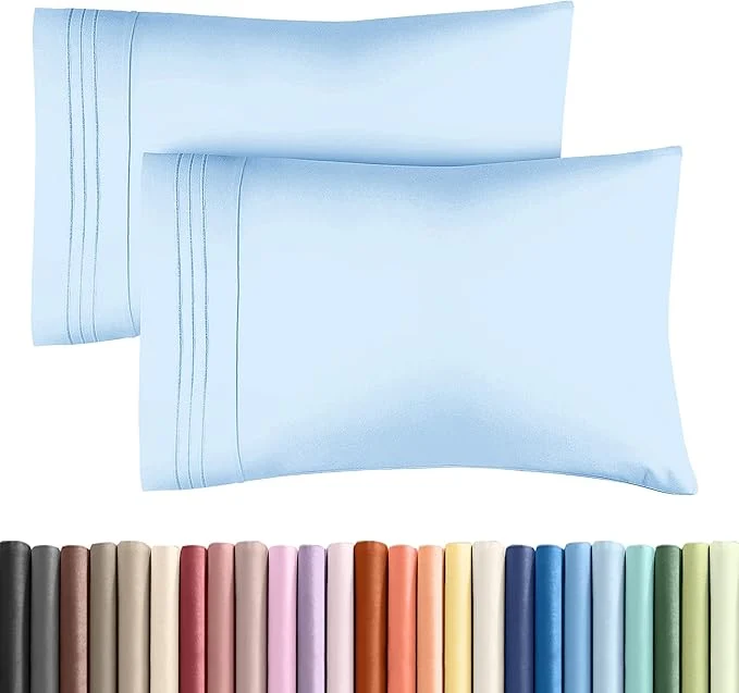 Premium Queen Pillow Cases Set of 2 - Ultra Soft Hotel Quality Pillowcase Covers - Comfy Cozy amp Wrinkle - Shrink Stain amp Fade Resistant - Machine Washable Pillow Protectors - 2 Piece Set - Light Blue World-Class