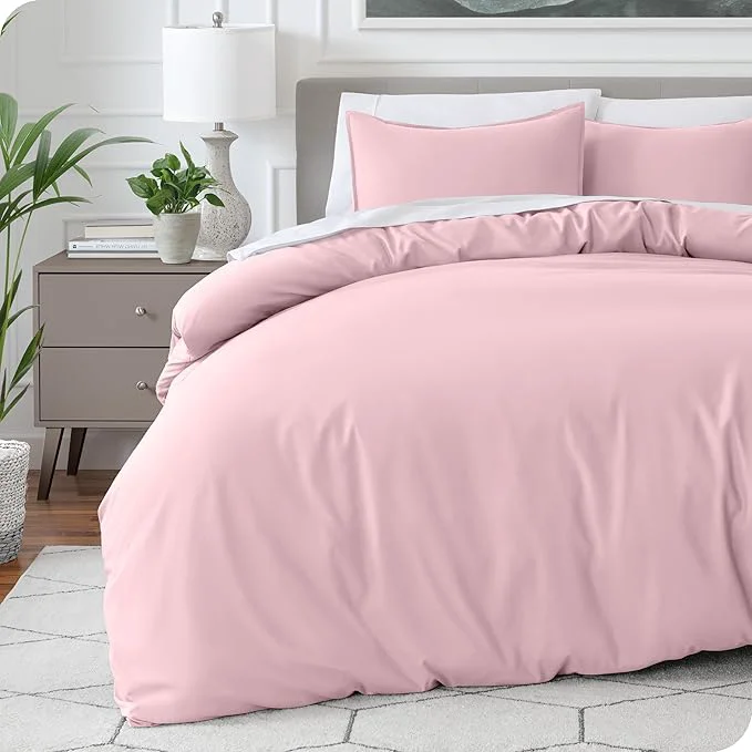 Unique Bare Home Bedding Duvet Cover King Size - Premium 1800 Super Soft Collection - Lightweight Cooling - Soft Breathable Bedding Duvet Cover King Dusty Pink Secure