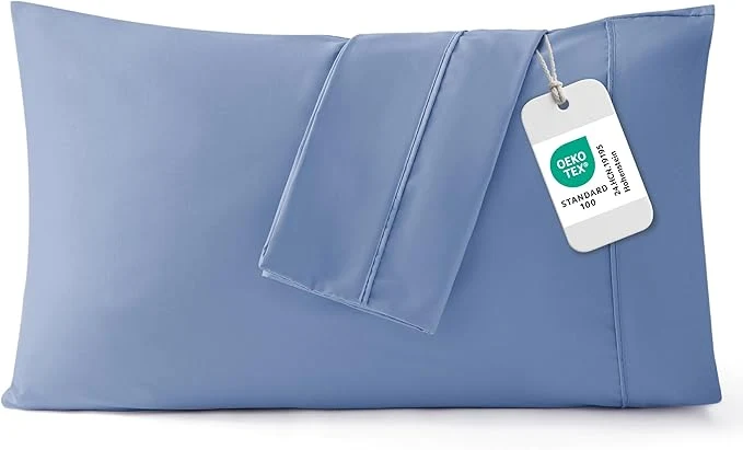 Official Bedsure Queen Pillow Cases Set of 2 - Slate Blue Brushed Microfiber Pillowcase 2 Pack Super Soft and Cozy Pillow Case Covers with Envelope Closure for Kids Wrinkle Fade Resistant 20x30 Inches Secure