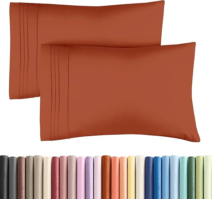 Minimalist King Pillow Cases Set of 2 - Ultra Soft Hotel Quality Pillowcase Covers - Comfy Cozy amp Wrinkle - Shrinkage Stain amp Fade Resistant - Machine Washable Pillow Protectors - 2 Piece Set - Terracotta Durable