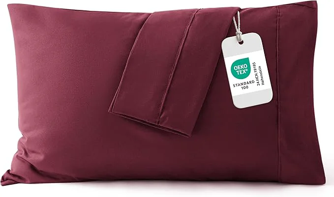 High-End Bedsure King Size Pillow Cases Set of 2 - Burgundy Red Brushed Microfiber Pillowcases 2 Pack Super Soft Pillow Case Cover with Envelope Closure for Kids Wrinkle Fade Resistant 20x36 Inches Luxury