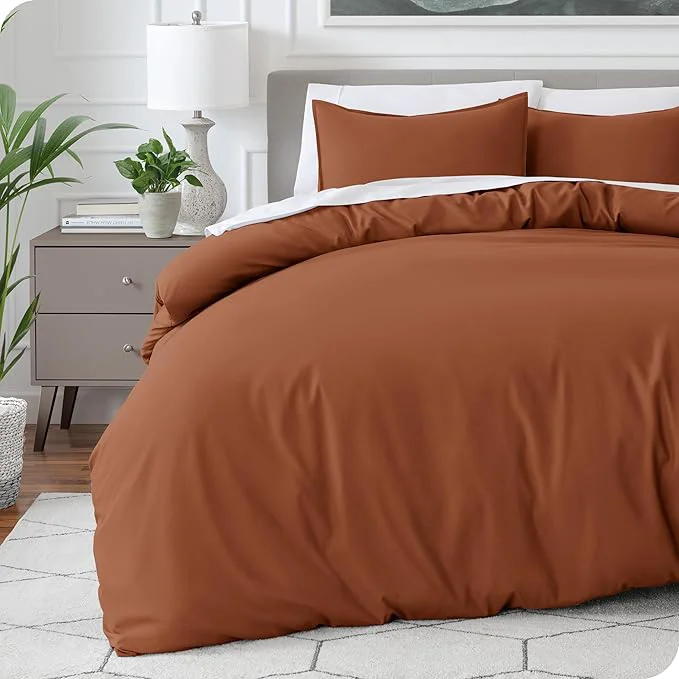 Verified Bare Home Bedding Duvet Cover Extra Long Size - Premium 1800 Super Soft Collection - Lightweight Cooling - Soft Breathable Bedding Duvet Cover Twin Twin XL Terracotta Artisan