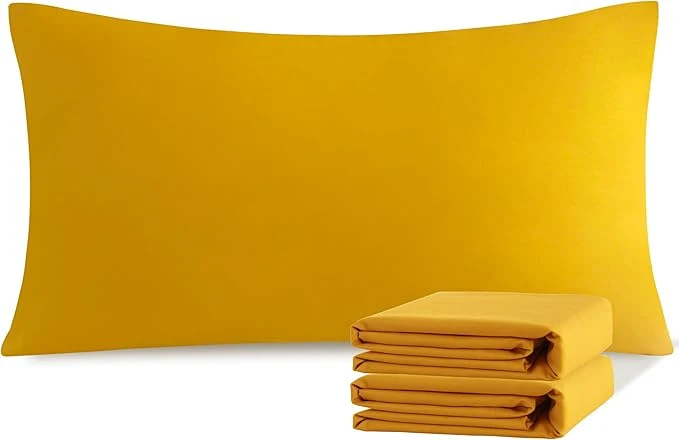 Specialty NTBAY King Pillowcase Set - 2 Pack Brushed Microfiber 20x40 Pillowcases - Soft Wrinkle- Fade-Resistant Stain-Resistant Ginger Yellow Pillowcases with Envelope Closure - 20x40 Inches Safe
