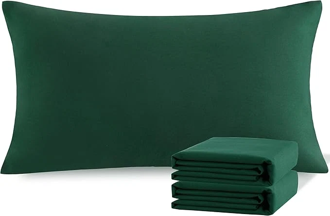 Traditional NTBAY King Pillowcase Set - 2 Pack Brushed Microfiber 20x40 Pillowcases - Soft Wrinkle- Fade-Resistant Stain-Resistant Dark Green Pillowcases with Envelope Closure - 20x40 Inches Dark Green Classic