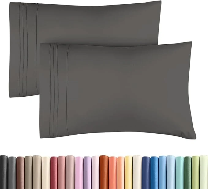Traditional King Standard Pillow Cases Set of 2 - Ultra-Soft Hotel Quality Pillowcase Covers - Comfy Cozy amp Fade - Wrinkle Resistant - Machine Washable Pillow Protectors - 2 Piece Set - Charcoal Practical
