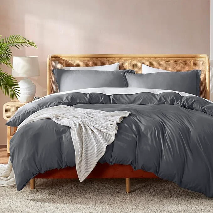 Excellent Nestl Twin Duvet Cover Set - Soft Double Brushed Dark Grey Duvet Cover Twin XL 2 Piece with Button Closure 1 Duvet Cover 68x90 inches and 1 Pillow Sham Responsible