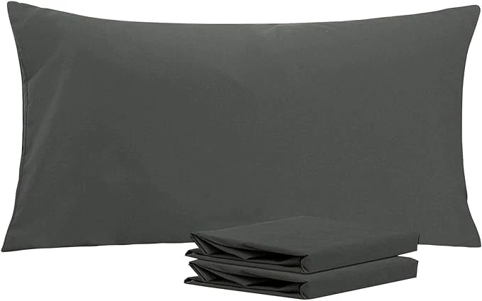 Optimized NTBAY King Pillowcase Set - 2 Pack Brushed Microfiber 20x36 Pillowcases - Soft Wrinkle- Fade-Resistant Stain-Resistant Dark Grey Pillowcases with Envelope Closure - 20x36 Inches Dark Grey Efficient