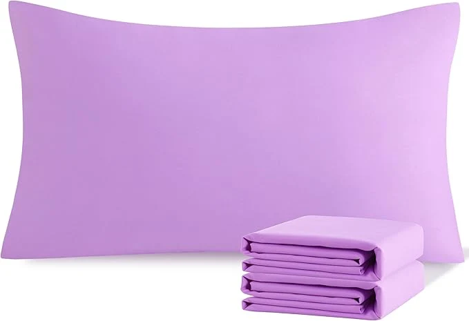 Fine NTBAY King Pillowcase Set - 2 Pack Brushed Microfiber 20x36 Pillowcases - Soft Wrinkle- Fade-Resistant Stain-Resistant Light Purple Pillowcases with Envelope Closure - 20x36 Inches Selected