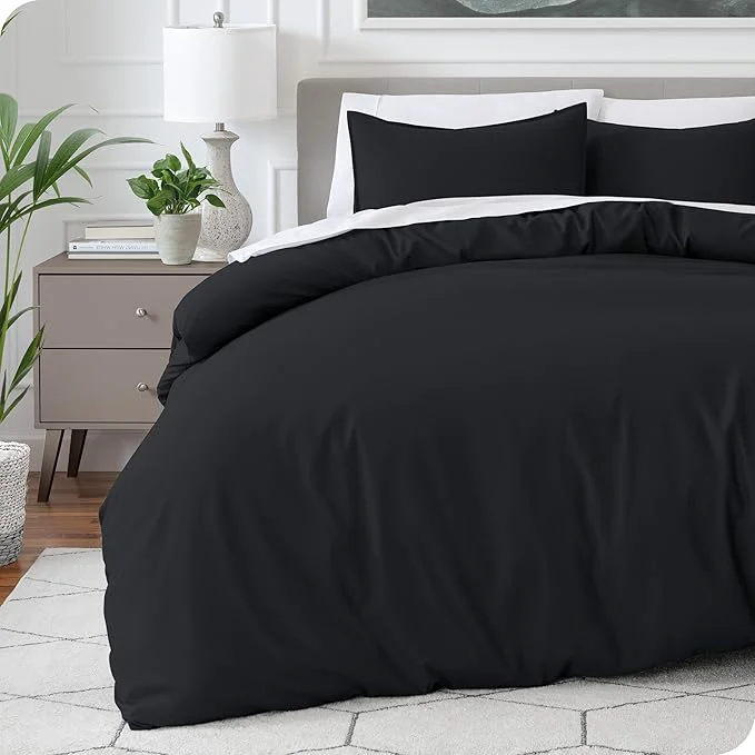 Top-Quality Bare Home Bedding Duvet Cover Extra Long Size - Premium 1800 Super Soft Collection - Lightweight Cooling Duvet Cover - Soft Breathable Bedding Twin Twin XL Black Artisan