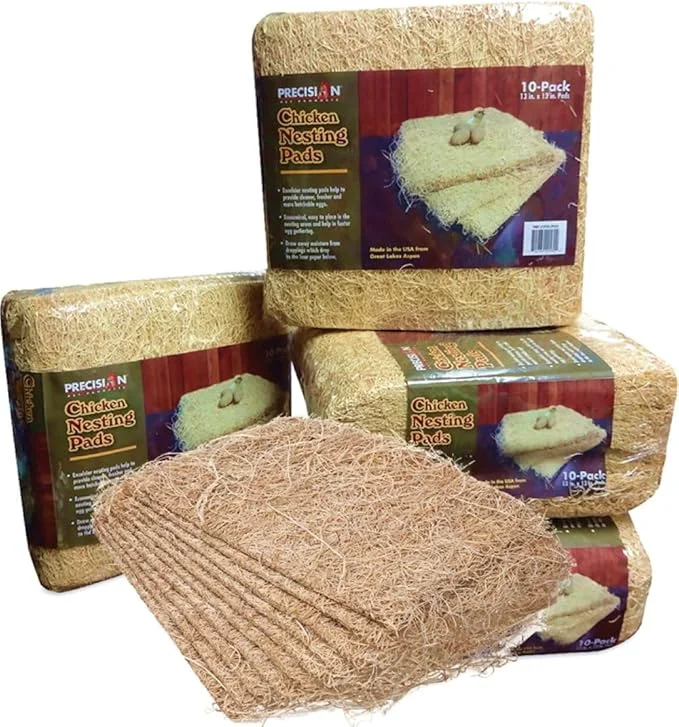 Green PRECISION PET Chicken Nesting Pads by Petmate – 13 x 13 Premium Chicken Bedding Fit Most Nesting Boxes – 10 Pack Beige Made in USA Trendy