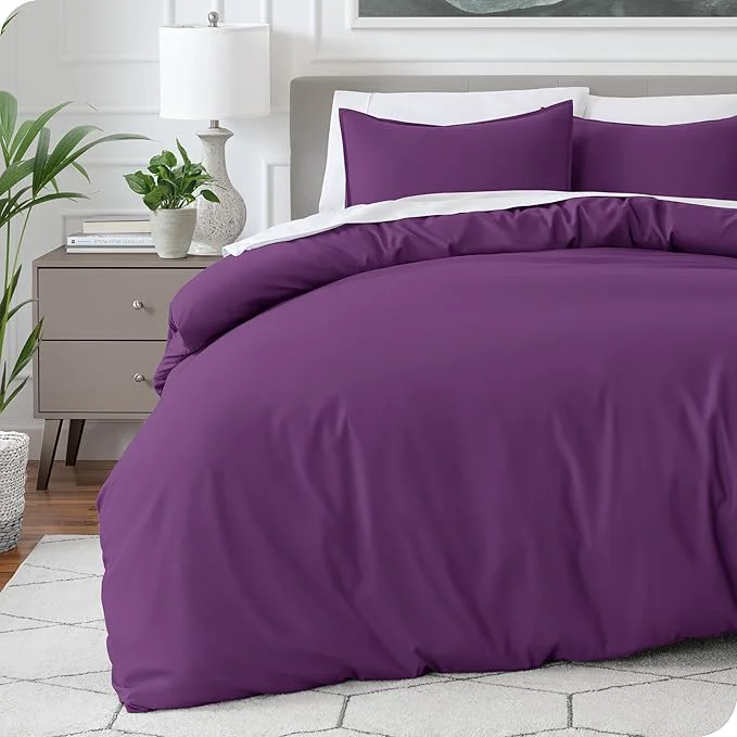 Eco-Friendly Bare Home Bedding Duvet Cover King Size - Premium 1800 Super Soft Collection - Lightweight Cooling - Soft Breathable Bedding Duvet Cover King Plum Expertly Made