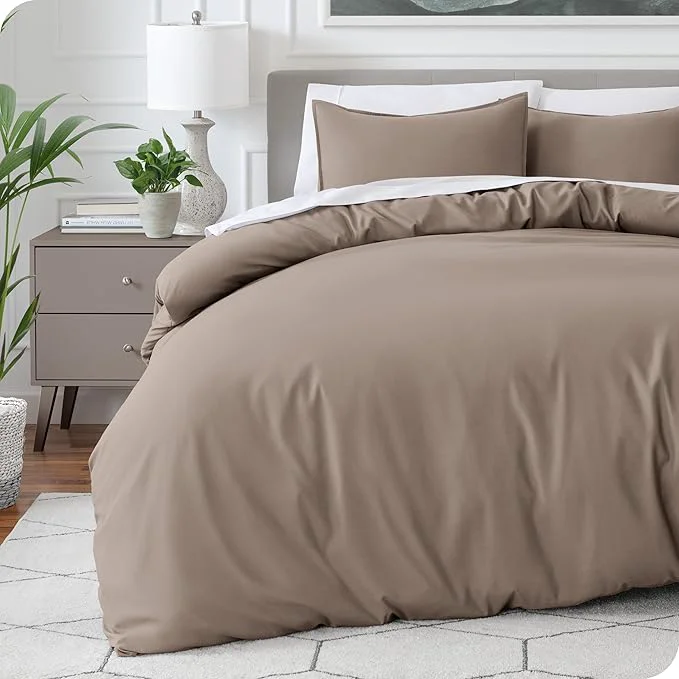 Elegant Bare Home Bedding Duvet Cover Oversized Queen - Premium 1800 Super Soft Collection - Lightweight Cooling - Soft Breathable Bedding Duvet Cover Oversized Queen Taupe Proven
