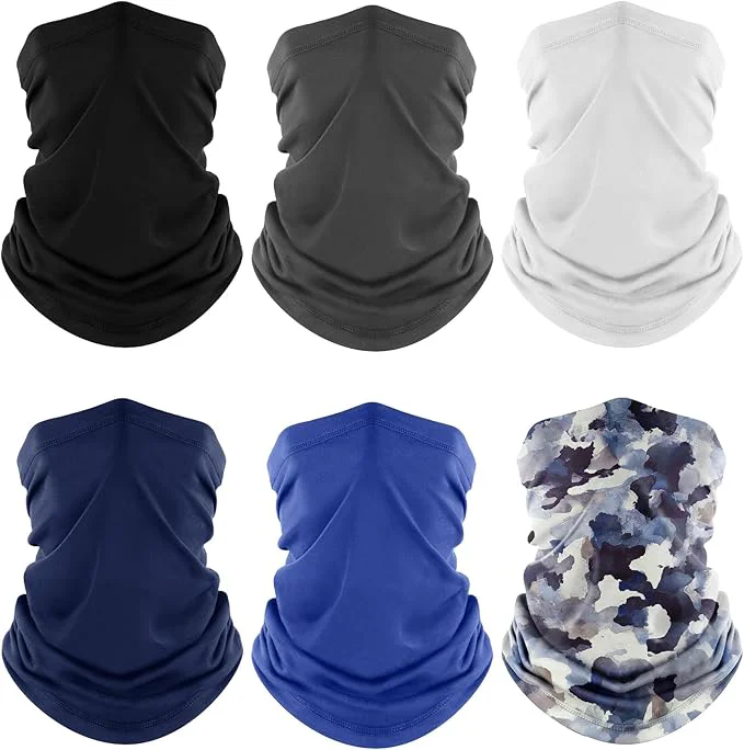 Smart Fuinloth Neck Gaiter 6 Pack Cooling UV Protection Bandana Face Mask Gator Scarf Versatile