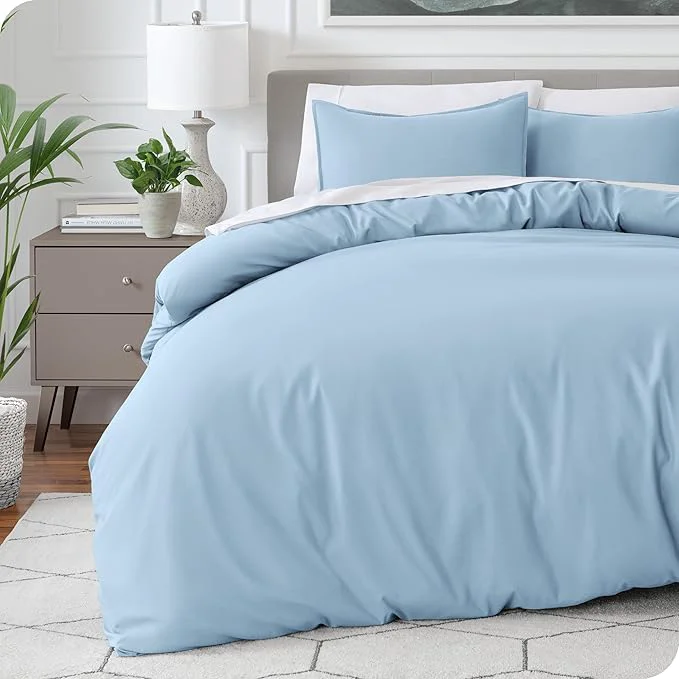 Smart Bare Home Bedding Duvet Cover Queen Size - Premium 1800 Super Soft Collection - Lightweight Cooling Duvet Cover - Soft Breathable Bedding Queen Light Blue Next-Generation