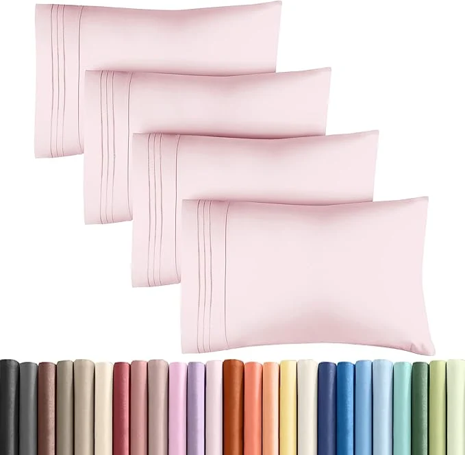 Natural Queen Pillow Cases Set of 4 - Ultra Soft Hotel Quality Pillowcase Covers - Comfy Cozy amp Wrinkle - Shrinkage and Fade Resistant - Machine Washable Pillow Protectors - 4 Piece Set - Lavender Pink Unique