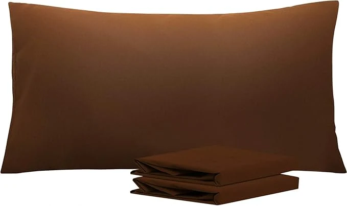 High-End NTBAY King Pillowcase Set - 2 Pack Brushed Microfiber 20x36 Pillowcases - Soft Wrinkle- Fade-Resistant Stain-Resistant Brown Pillowcases with Envelope Closure - 20x36 Inches Brown Fast