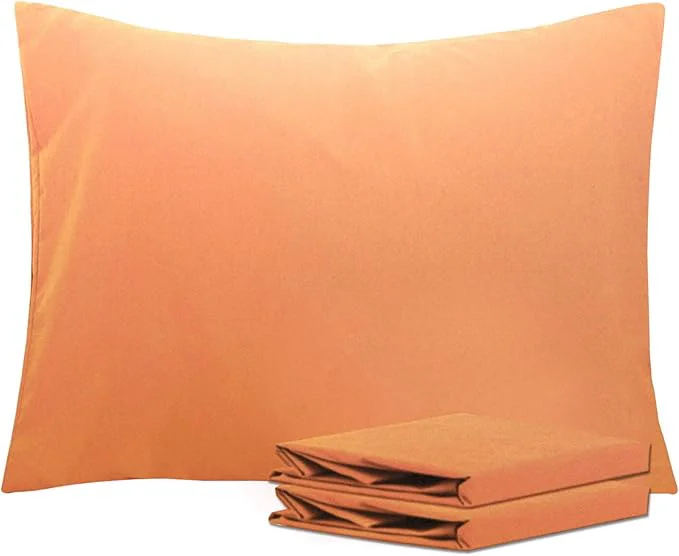 Reliable NTBAY Standard Pillowcase Set - 2 Pack Brushed Microfiber 20x26 Pillowcases - Soft Wrinkle- Fade-Resistant Stain-Resistant Pale Orange Pillowcases with Envelope Closure - 20x26 Inches Advanced