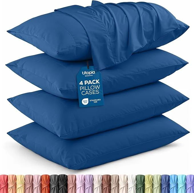 Long-Lasting Utopia Bedding King Pillow Cases - 4 Pack - Envelope Closure - Soft Brushed Microfiber Fabric - Shrinkage and Fade Resistant Pillow Covers King Size 20 X 40 Inches King Dusk Blue Luxury