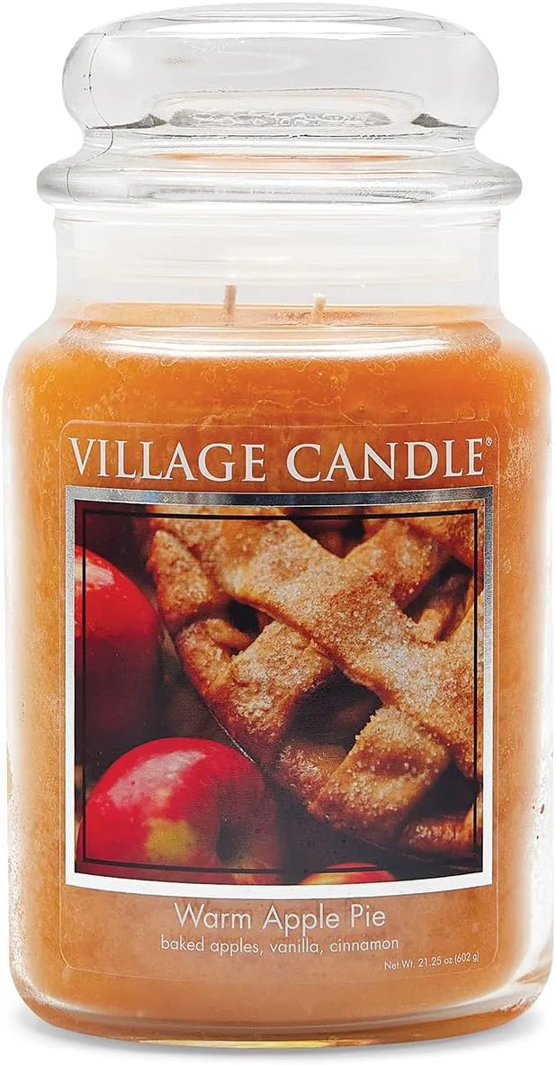 Safe Village Candle Warm Apple Pie Large Glass Apothecary Jar Scented Candle Luxury