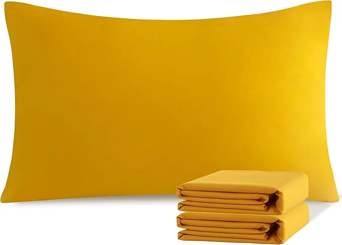 Premium Material NTBAY Standard Pillowcase Set - 2 Pack Brushed Microfiber 20x26 Pillowcases - Soft Wrinkle- Fade-Resistant Stain-Resistant Ginger Yellow Pillowcases with Envelope Closure - 20x26 Inches Elite