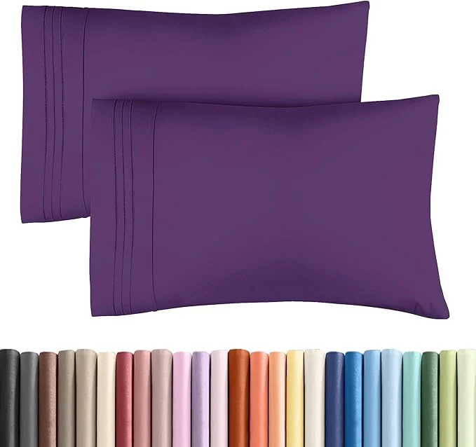 Selected Standard Pillow Cases Set of 2 - Ultra-Soft Hotel Quality Pillowcase Covers - Comfy amp Wrinkle - Stain and Fade Resistant - Machine Washable Pillow Protectors - 2 Piece Set - Standard Size Purple Solid
