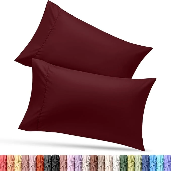 Responsible Utopia Bedding Standard Pillow Cases - 2 Pack - Envelope Closure - Soft Brushed Microfiber Fabric - Shrinkage and Fade Resistant Pillow Covers Standard Size 20 X 26 Inches Standard Burgundy Selected