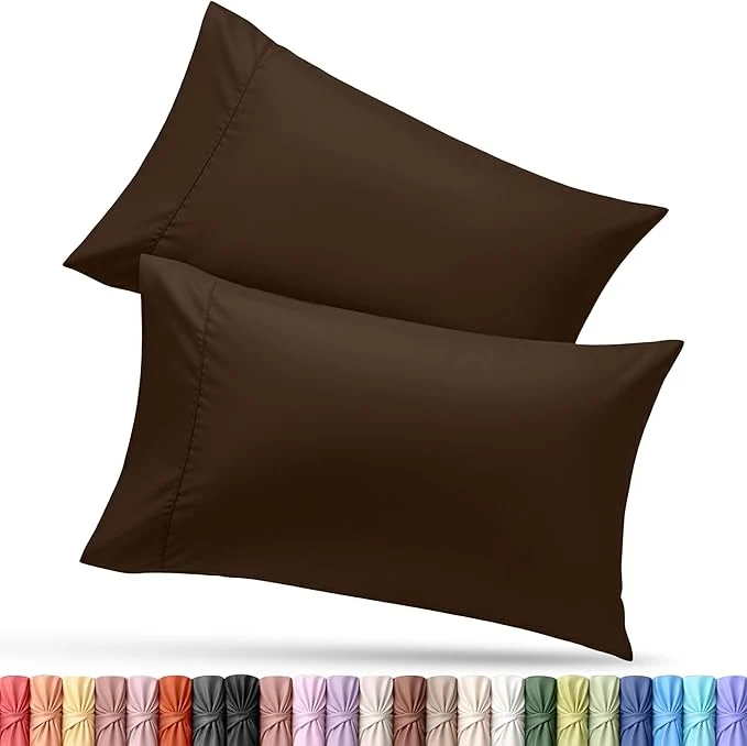 Pure Utopia Bedding Queen Pillow Cases - 2 Pack - Envelope Closure - Soft Brushed Microfiber Fabric - Shrinkage and Fade Resistant Pillow Covers Queen Size 20 X 30 Inches Queen Brown User-Friendly