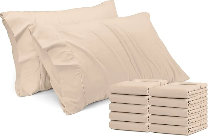 Prestigious Utopia Bedding King Pillow Cases - 12 Pack - Envelope Closure - Soft Brushed Microfiber Fabric - Shrinkage and Fade Resistant Pillow Covers King Size 20 X 40 Inches King Beige Specialty