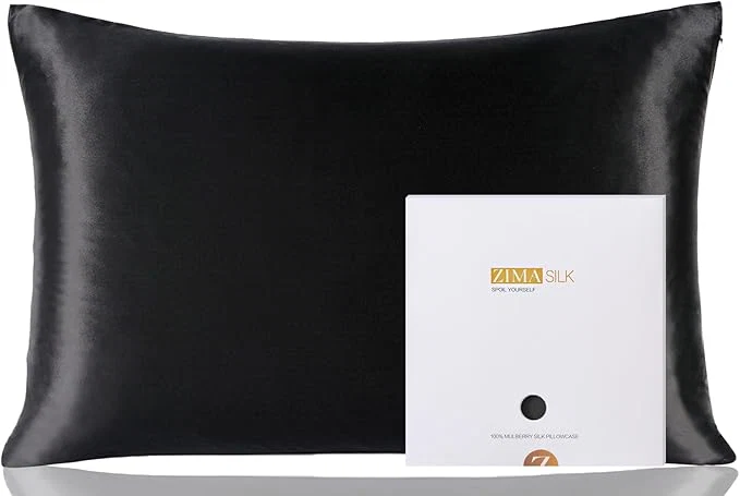 High-Performance ZIMASILK Pure Mulberry Silk Pillowcase for Hair and Skin Health Soft and Smooth Both Sides Premium Grade 6A Silk 600 Thread Count with Hidden Zipper 1pc Standard 20 39 39 x26 39 39 Black Long-Lasting