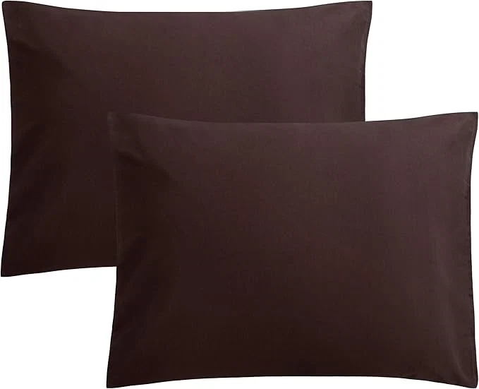 Clean FLXXIE Pillow Cases Standard Size Soft Microfiber Pillow Covers with Envelope Closure Wrinkle Stain Resistant Pillowcases 2 Piece Set 20x26 Dark Brown Contemporary
