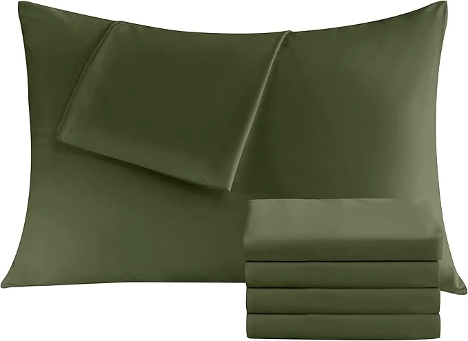 Advanced Pillowcases King 4 Pack 20x36 Pillow Cases with Envelope Closure Soft Plain Brushed Microfiber Covers Breathable Wrinkle-Resistant Olive Green Sustainable