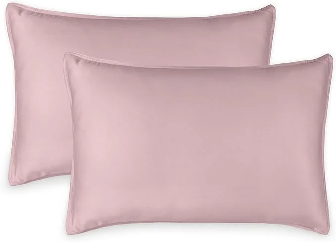 Solid King Pillowcases by Pure Bamboo Organic Viscose Derived from Bamboo Luxuriously Soft amp Cooling Double Stitching Envelope Closure 2 King Pillowcases Dusty Pink Reliable