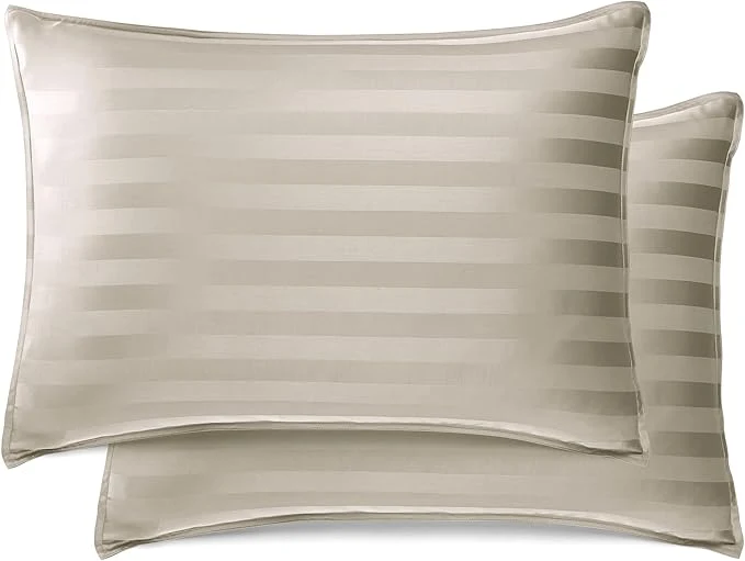 Natural King Pillowcases by Pure Bamboo Organic Viscose Derived from Bamboo Luxuriously Soft amp Cooling Double Stitching Envelope Closure 2 King Pillowcases Jacquard Sand Versatile