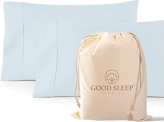 Verified 1000 TC Light Blue King Pillowcases Set of 2 Egyptian Cotton Pillow Cases with Long Staple Cotton amp Sateen Weave Silky Soft Hotel - Like Bed Pillow Covers for Comfy Sleeping Snug Fit Minimalist