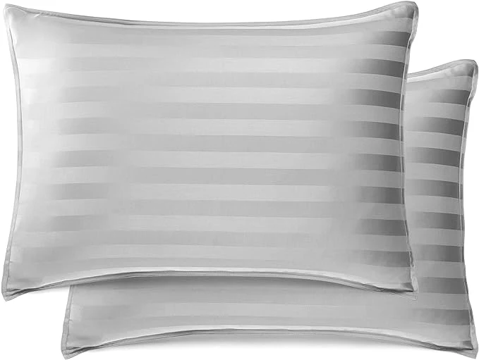 Original Queen Pillowcases by Pure Bamboo Organic Viscose Derived from Bamboo Luxuriously Soft amp Cooling Double Stitching Envelope Closure 2 Queen Pillowcases Jacquard Silver Selected