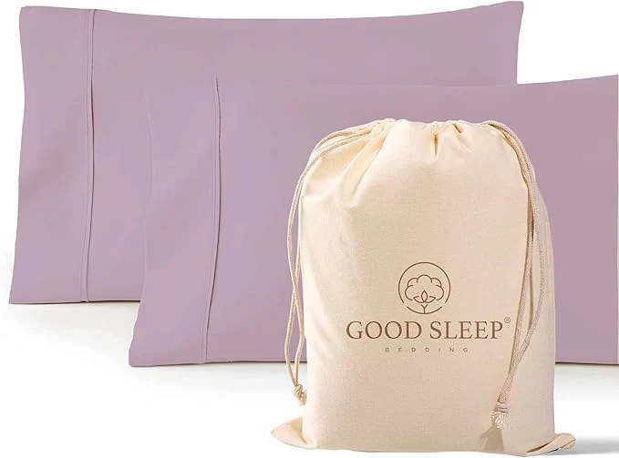 Next-Generation 1000 TC Lavender Standard Pillowcases Set of 2 Egyptian Cotton Pillow Cases with Long Staple Cotton amp Sateen Weave Silky Soft Hotel - Like Bed Pillow Covers for Comfy Sleeping Snug Fit Reusable