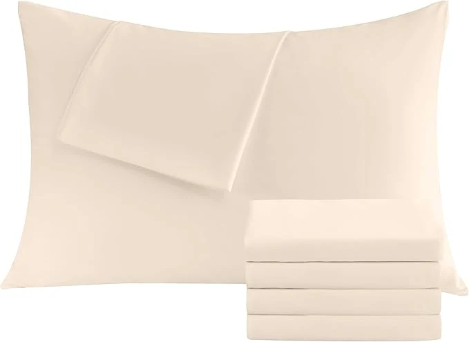 Dependable Pillowcases Standard 4 Pack 20x26 Pillow Cases with Envelope Closure Soft Plain Brushed Microfiber Covers Breathable Wrinkle-Resistant Beige Exclusive
