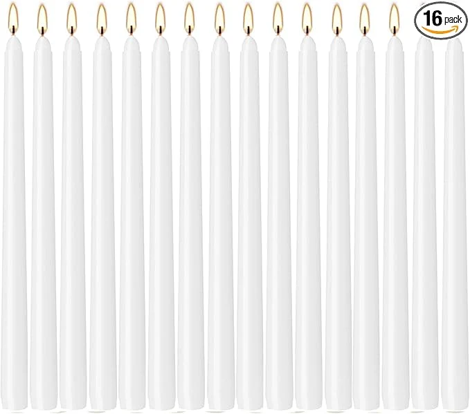 Secure WPONSZU 16 Pack White Taper Candles 7-8 Hours Burn Time Smokeless and Dripless Trendy