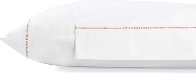 Certified Linen Home Cotton Percale Pearl Stitch Pillowcases King Size Peach 2 Pieces of Pillow Case Crisp and Cool Strong Bed Linen 20 inches X 40 inches Powerful