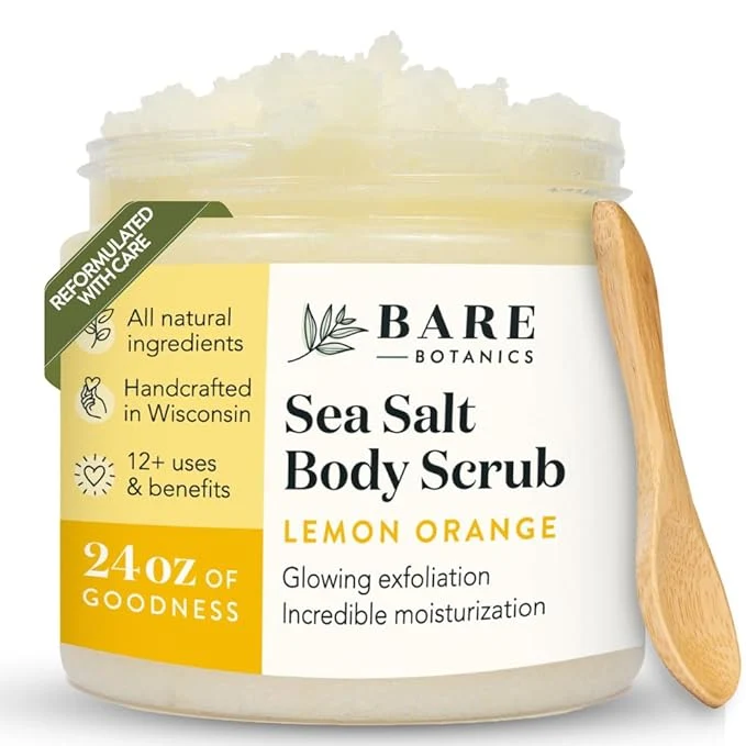 Stylish Bare Botanics Lemon Orange Body Scrub 24oz Made in Madison WI All Natural Crafted