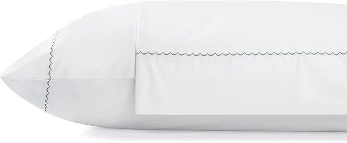 Breathable Linen Home Cotton Percale Moon Scallop Hem Pillowcases King Size Olive Green 2 Pieces of Pillow Case Crisp and Cool Strong Bed Linen 20 inches X 40 inches High-Grade
