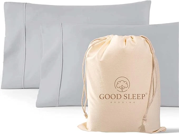 Top-Quality 1000 TC Light Gray Standard Pillowcases Set of 2 Egyptian Cotton Pillow Cases with Long Staple Cotton amp Sateen Weave Silky Soft Hotel - Like Bed Pillow Covers for Comfy Sleeping Snug Fit Modern