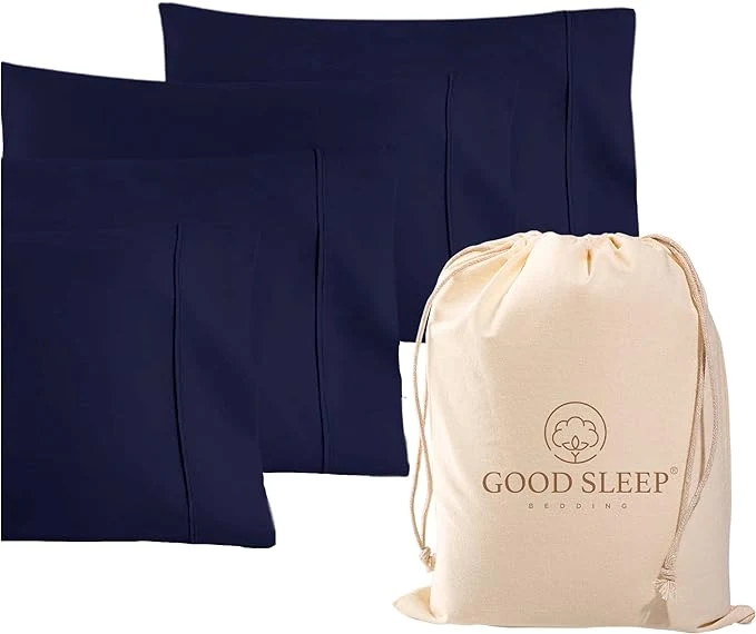 Fast 1000 TC Navy Blue Standard Pillowcases Set of 4 Egyptian Cotton Pillow Cases with Long Staple Cotton amp Sateen Weave Silky Soft Hotel - Like Bed Pillow Covers for Comfy Sleeping Snug Fit Contemporary