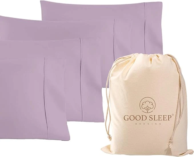 Trendy 1000 TC Lavender King Pillowcases Set of 4 Egyptian Cotton Pillow Cases with Long Staple Cotton amp Sateen Weave Silky Soft Hotel - Like Bed Pillow Covers for Comfy Sleeping Snug Fit Clean