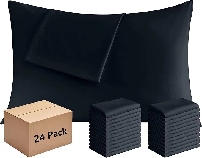 Unique Pillowcases King Size 24 Pack - Bulk Pillow Cases with Envelope Closure Soft Brushed Microfiber Pillow Covers Hospital Hotel Airb amp bs Essentials for Hosts 20x36 Black Practical