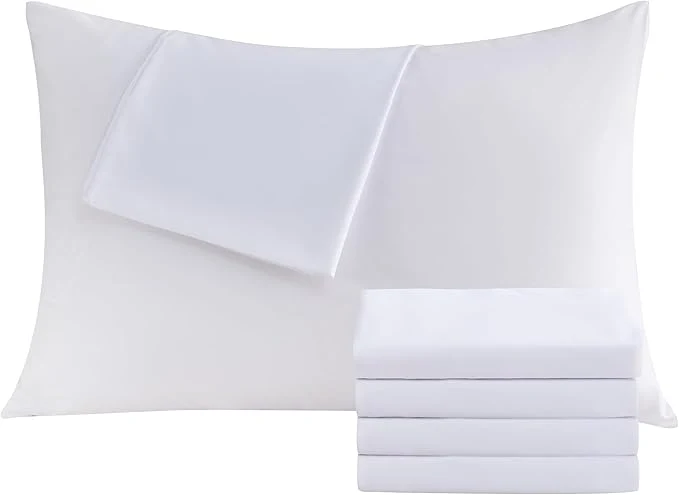 Verified White Pillowcases Queen 4 Pack 20x30 Pillow Cases with Envelope Closure Soft Plain Brushed Microfiber Covers Breathable Wrinkle-Resistant Luxury