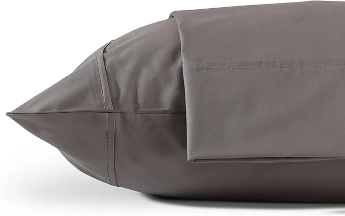 Top-Quality Linen Home Cotton Percale Pillowcases King Size Charcoal 2 Pieces of Pillow Case Crisp and Cool Strong Bed Linen 20 inches X 40 inches Outstanding