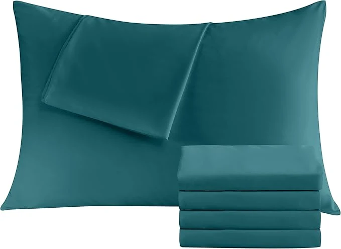 Specialty Pillowcases Standard 4 Pack 20x26 Pillow Cases with Envelope Closure Soft Plain Brushed Microfiber Covers Breathable Wrinkle-Resistant Teal Functional